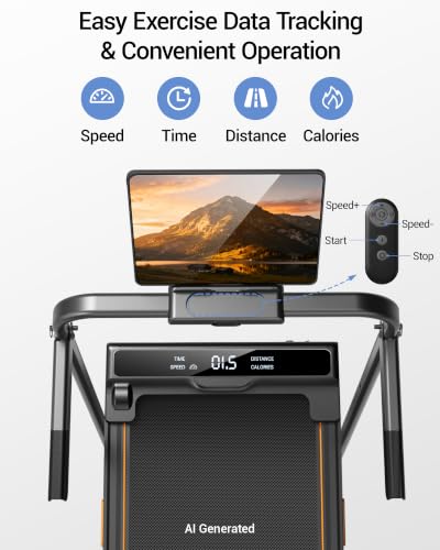 Image of Walking Pad with 16% Incline, 4-in-1 Foldable Treadmill with Handles