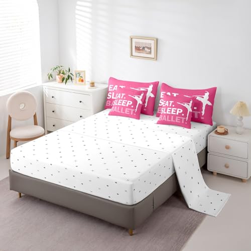 Image of Feelyou Girls Ballet Comforter Set Full Size 7 Piece for Kids Women