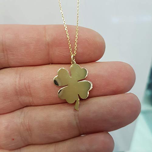 14K Real Solid Gold Four Leaf Clover Pendant Necklace For Women | Best Birthday Gift For Lucky Women #TOP4