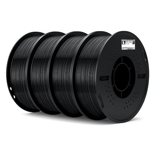 ELEGOO TPU Filament 1.75mm Black 4KG, 95A Flexible Soft 3D Printing Filament 4pcs 1KG Spool(2.2lbs) Fits for Most FDM 3D Printers