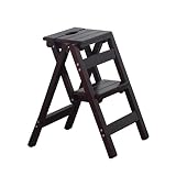 M-Home Folding Ladder Stool,Solid Wood Step Stool Flower Shelf Stand Household W...