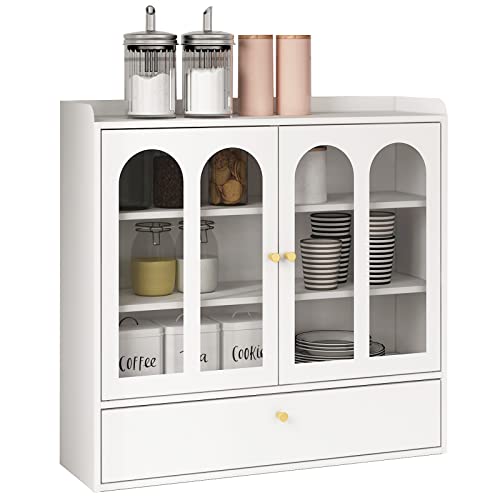 Miocasa Metal Storage Cabinet With Glass Door High Capacity Cup Rack Organizer Coffee Mug Display Box For Kitchen, Counter,Black, 22.83 X 7.09 X 22.05 #TOP16