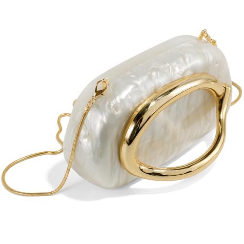 Clutch Purses for Women Formal, PU Leather/Marble Acrylic Evening Bags with Chain, Trendy Metal Handle Purses 20252