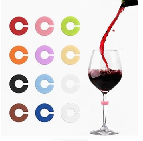 24 Stück Glasmarkierer Silikon, Markierung Trinkgläser für Weinglas?Wiederverwendbar, C-förmige Weinglasmarker,Bunt Glasmarker Getränke?Für Bar-Partydekorationen Wie WeingläSer, ChampagnergläSer, Mart