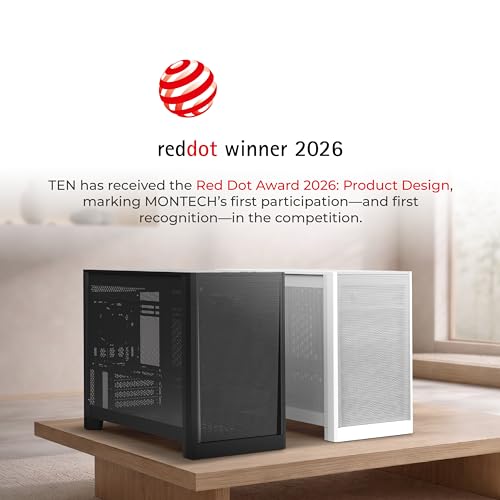 Image of MONTECH Ten 22.7L Compact Micro-ATX PC Case, High Airflow Mesh, White