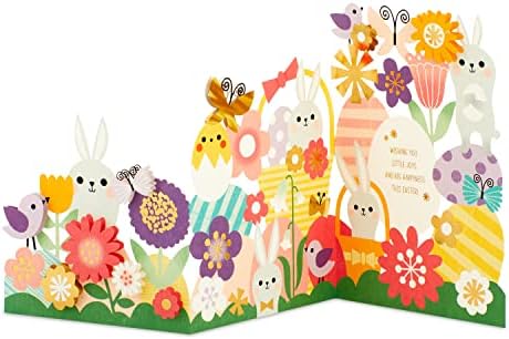 1. Hallmark Cartão de Páscoa apresentável com assinatura (flores e coelhinhos dobráveis)