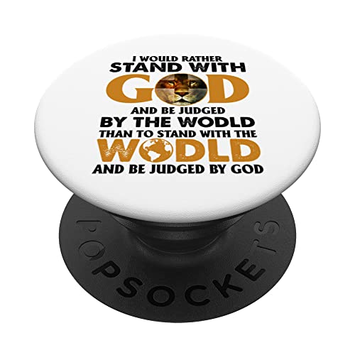 GQlV I Would Rather Than God Lion Croix chrétienne PopSockets PopGrip Interchangeable