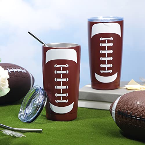 Geiserailie 2 Pieces Sport Gifts 20 Oz Tumbler Cups Coffee Mug 20 Oz Stainless Steel Insulated Tumbler With Straw And Lid Travel Coffee Mug Gift For Women Men Mom Gift For Sports Lover (Football) #TOP5