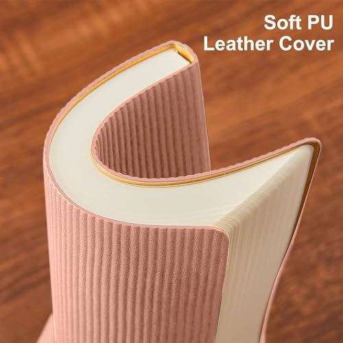 Image of Lined Journal Notebook for Work College Ruled Note Book 7.2 inchx9.6 inchB5 PU Leather Daily Journaling 160 Pages for Women Men Writing Home School Supplies Business (Pink)
