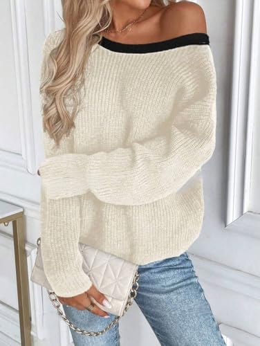 ZAFUL Sweater for Women Backless Bow Knot Decor Color Block Long Sleeves Knit Sweater Pullover2