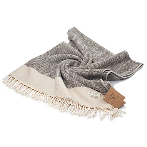 Smyrna Original Turkish Throw Blanket Herringbone Series | 100% Cotton, 60 X 80 Inches | Vintage Boho Throw Blankets For Couch, Sofa, Bed, Farmhouse And Home Decor (Beige,60X80) #TOP4
