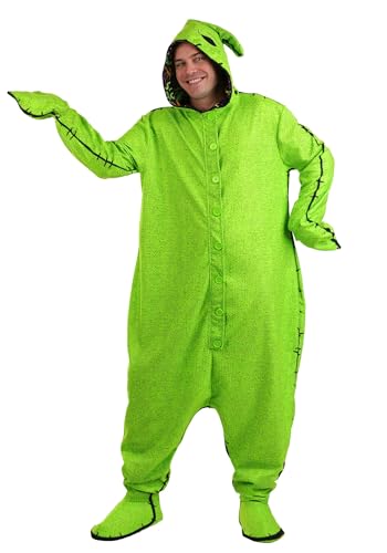 Disney Oogie Boogie Costume for Adults - Onesie with Hooded Jumpsuit & Shoe Covers, Nightmare Before Christmas Outfit L/XL