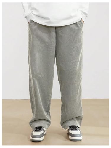 Image of AVANOVA Men's Black Front Tie Loose Fit Corduroy Baggy Long Slacks Chino Pants with Slant Pocket Simple Casual Trousers, Going Out (Code Pant 186)
