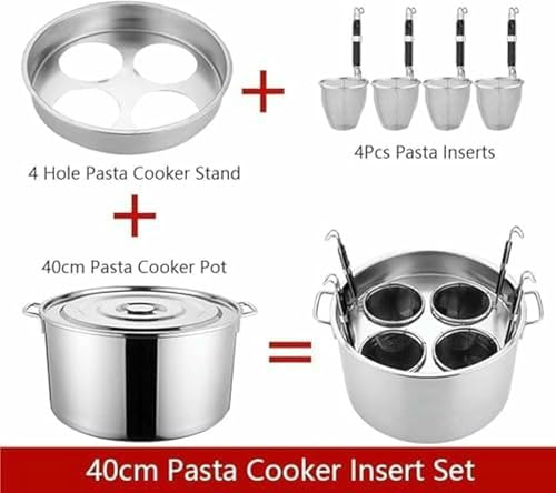 Ensemble de pots pour pâte en acier inoxydable durable avec passoire intégrée