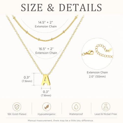 Collier plaqué or 18 carats avec initiale minuscule de haute qualité en acier inoxydable