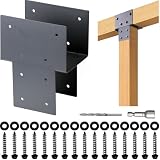 2 Pack 6'x 6' (Internal 5.5'x5.5') Stainless Steel Post Cap Tie Brackets Kit, Heavy Duty Wood Beam Support Bracket for Connecting Wood Beam to Pergola, Deck Patio Post, 14 Gauge,Black