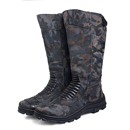 Bota Coturno Masculina Couro Tático Militar Pesca Motociclista Motoqueiro Selva Exercito Cor:Preto;T