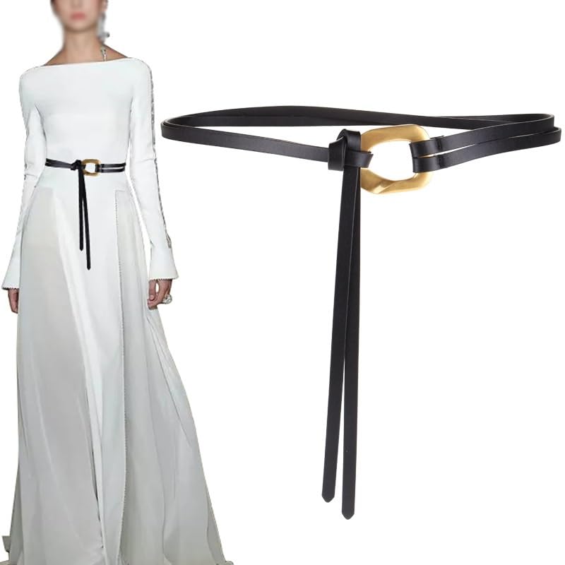 Waistband Women's Cowhide Knot Decoration With Dress Woolen Coat Waistband Suit Small Belt Women(Orange)2