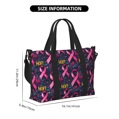 Laptop Tote Bag for Women Work - Pink Ribbon Graffiti Print Weekender Overnight Bags for Women Travel, Gym Duffle Bag for Men, Personal Item Crossbody Travel Bags for Men Carry On2