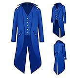 NFAUEIK Steampunk Jacket Men Renaissance Tailcoat stand Collar Coat Halloween Costumes for Mens (Blue, XL)