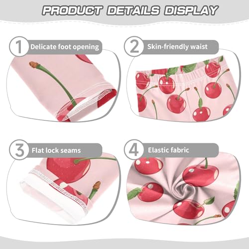 Girls Leggings Fruit Cherry Leaves Pink Soft Toddler Leggings for Girls Kids Pants Size 4T-10T3