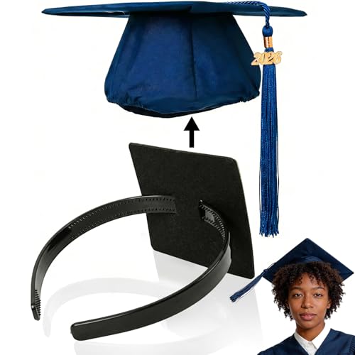 OCQOTAT 1 Pack Graduation Cap Headband,Black Anti-Fall Firm Hairband with Adhesive Insert,Secures Graduation Cap&Hairstyle, Essential Hat Accessories for Graduates,Students,Girls,Not including Caps