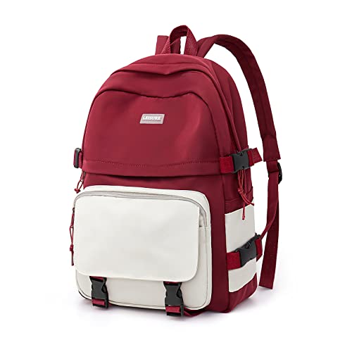 Image of weradar Middle School Backpack For Teen Girls,Cute College Backpack For Women Men,Waterproof Travel Rucksack Casual Daypack,High School Bookbags Boy,Kawaii Students Bag(Red)