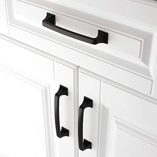Koofizo Big Square Foot Cabinet Arch Pull - Black Furniture Handle, 5 Inch/128mm Screw Spacing, 10-Pack for Kitchen Cupboard Door, Bedroom Dresser Drawer, Bathroom Wardrobe Hardware - Thumbnail 2