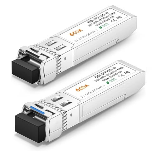 Image of a Pair of 10G SFP+ Bidi Transceiver, 10GBase-BIDI 1270nm /1330nm SMF, up to 40km, Compatible with Cisco, Ubiquiti, D-Link, Supermicro, Netgear and Other Open Switches