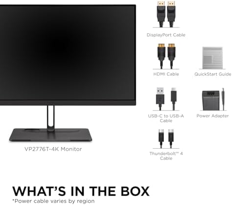 ViewSonic VP2776T-4K 27 Inch 4K ColorPro Monitor, IPS Display with 100% sRGB and Pantone Validated for MacBook Pro Mac Studio Desktop Setups, Advanced Ergonomics, Thunderbolt 4, and HDMI 2.1 Inputs — view 6