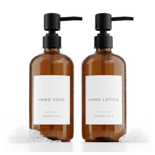 Stylish Soap Dispenser Set of 2 for Kitchen Or Bathroom - Quality 21oz Dish and Hand Soap Dispensers - Extra Durable Amber Dispensers Perfectly Enhance Your Bathroom Or Kitchen