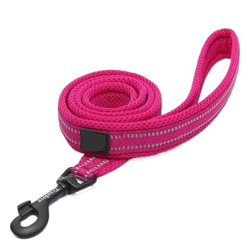 Soft Pet Leash - Reflective Nylon Mesh Padded Walking Training(Fuchsia,L 2.5cmX200cm)