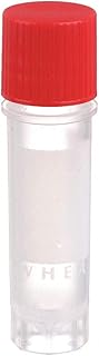 Wheaton W985864 Polypropylene Conical 2mL CryoElite Cryogenic Freestanding Vial, with Writing Patch and External Threaded Red Cap (Case of 500)