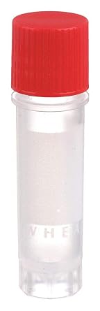 Wheaton W985864 Polypropylene Conical 2mL CryoElite Cryogenic Freestanding Vial, with Writing Patch and External Threaded Red Cap Case of 500