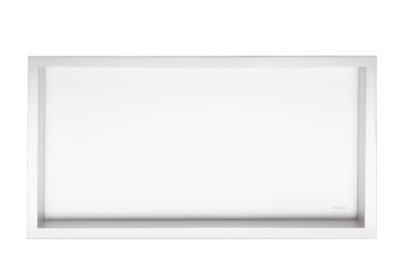 WALL-BOX ONE Nicho de Ducha de Pared de Acero Inoxidable Blanco 60x30x10cm Blanco, Impermeable, Instalación de Nicho Flexible, Nicho para Utensilios de Baño, Sin Azulejos