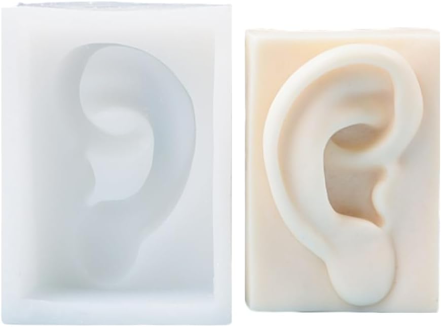 Mouth Eye Ear Candle Mold Facial Features Face Appearance Silicone Mold for Soap Soy Wax Epoxy Resin DIY Handcraft Party Dinner Ornaments Wedding Decoration (Ears)