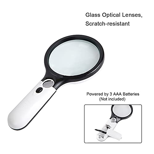 Lupa portátil com 3 lupa iluminada com LED 3 Lente de microscópio 45X Lupa de relógio de joias Lupa