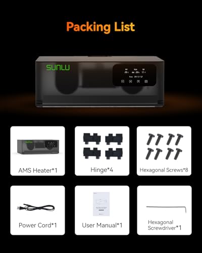 SUNLU Offizieller AMS Heater, Simultanes Trocknen und Drucken, 3D Drucker Filamenttrockner für AMS Gen 1, Intelligente Feuchtigkeitsregelung, Erreicht 70 °C in 20 Minuten, Kapazität für 4 Spulen