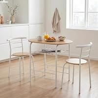 Seconique Derry 3 Piece Dining Table & 2 Chair Set, White & Oak