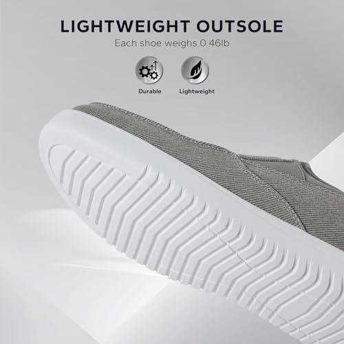 Mens Casual Slip On Shoes - Comfortable Canvas Loafers - Lightweight Boat Shoes for House Outdoor Driving Travel Grey 84