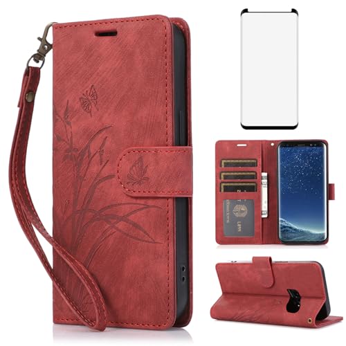 Étui Samsung Galaxy S8 anti-rayure Asuwish complet avec vitre de protection et dragonne de sécurité