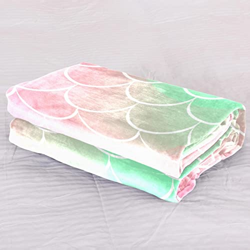 Couverture de lit moelleuse et douce motif sirène rose