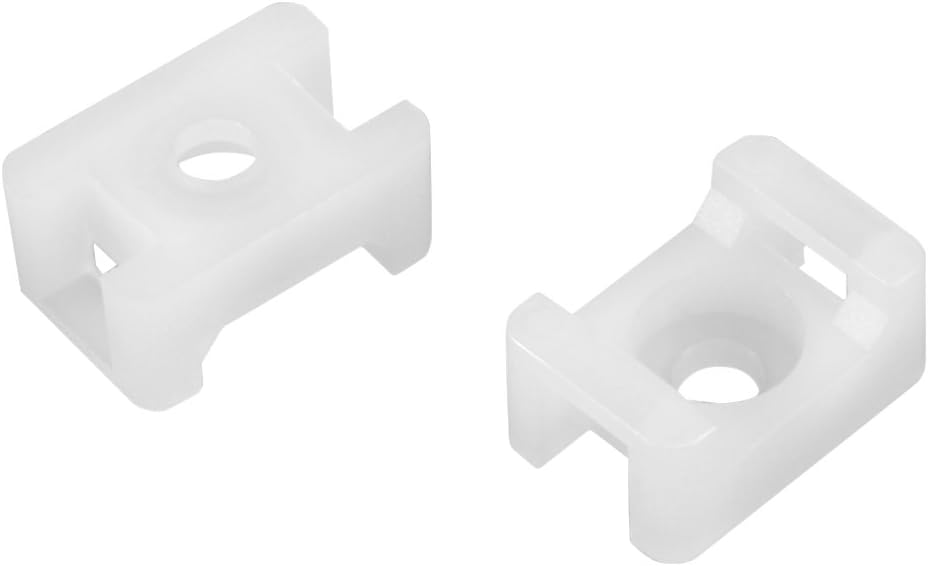 uxcell Cable Tie Mount Base Saddle Type Wire Holder Nylon 5.2mm Hole Width White 50Pcs