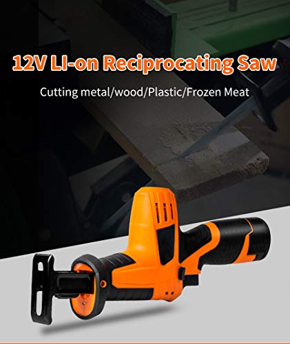 WUAZ 12V cordless reciprocating saw 2000mAh Li-ion Baterrie, adjustable speed for 1 hour fast charger, batteries 2