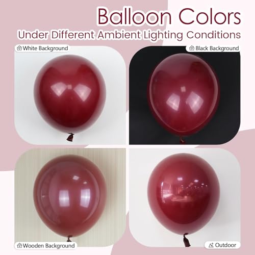 Image of Burgundy Balloons 12 inch, Maroon 50pcs Party Balloons | Graduation, Wedding, Baby Shower, Birthday Party Decorations