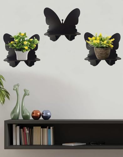 Image of Wooden Wall Hanging Shelf Shelves Art Hanging for wall Decoration and Home Decoration (8 Butterfly Shelves)