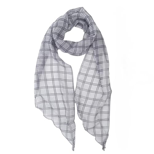 1 Piece Women Fashion Gray Long Scarf Chiffon Ribbon Checkered Scarves Shawl 140 cm2