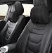 EASY EAGLE Auto Nackenkissen aus Wildleder und Memory-Schaum, Nackenkissen mit Abnehmbarem Befestigungsgurt für Autositz, Schwarz, 1 Stück