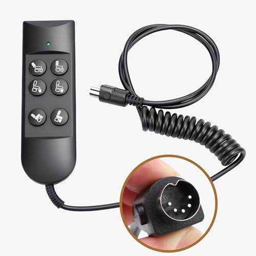 Yosoo Health Gear Mando a Distancia De 6 Teclas Y 5 Pines con Cable De Carga con Resorte, Controlador Eléctrico para Sillones Reclinables, Apto para Sofás Motorizados