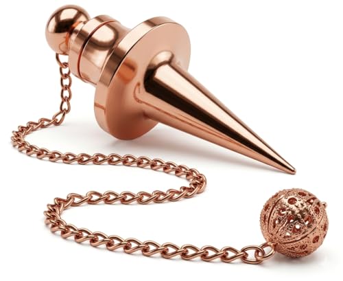 Image of Long Cone Openable Disc Copper Pendulum for Reiki Healing, Dowsing & Chakra Balancing - Divination & Meditation Tool for Energy Cleansing